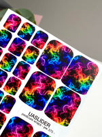 Rainbow Smoke Pedicure Nail Wraps — Neon Colors on Black | pw-375 - UASLIDER