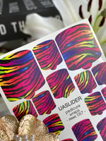 Rainbow Zebra Pedicure Nail Wraps — Neon Multicolor Animal Print | MWC-057 - UASLIDER