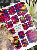 Rainbow Zebra Pedicure Nail Wraps — Neon Multicolor Animal Print | MWC-057 - UASLIDER