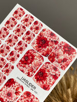 Red Floral Pedicure Wraps — Layered Botanical Pattern | pw-100 - UASLIDER