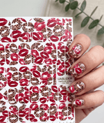 Red Kiss Manicure Nail Wraps — Leopard Lips | mw-338 - UASLIDER