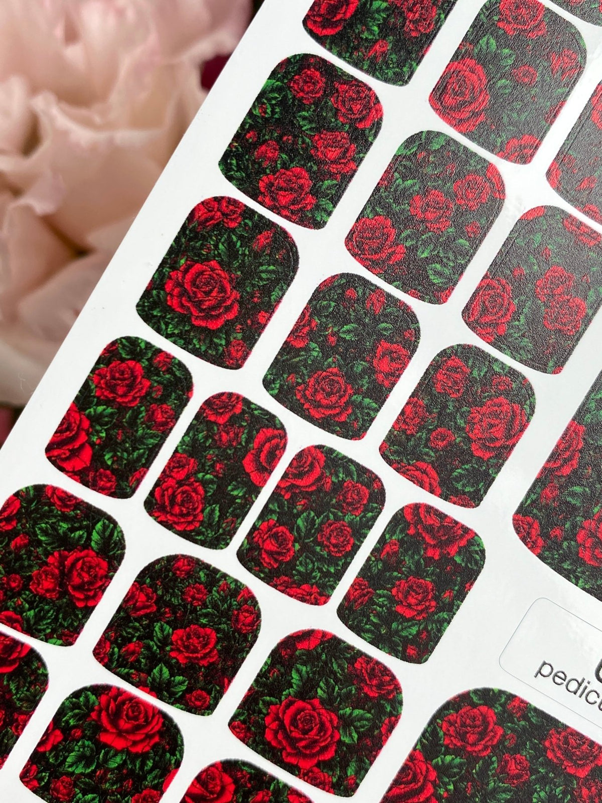 Red Rose Pedicure Wraps — Dark Floral Pattern | pw-327 - UASLIDER