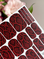 Red Snakeskin Manicure Wraps — Black Reptile Print | mw-011 - UASLIDER