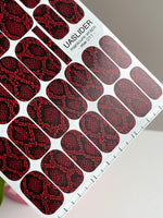 Red Snakeskin Manicure Wraps — Black Reptile Print | mw-011 - UASLIDER