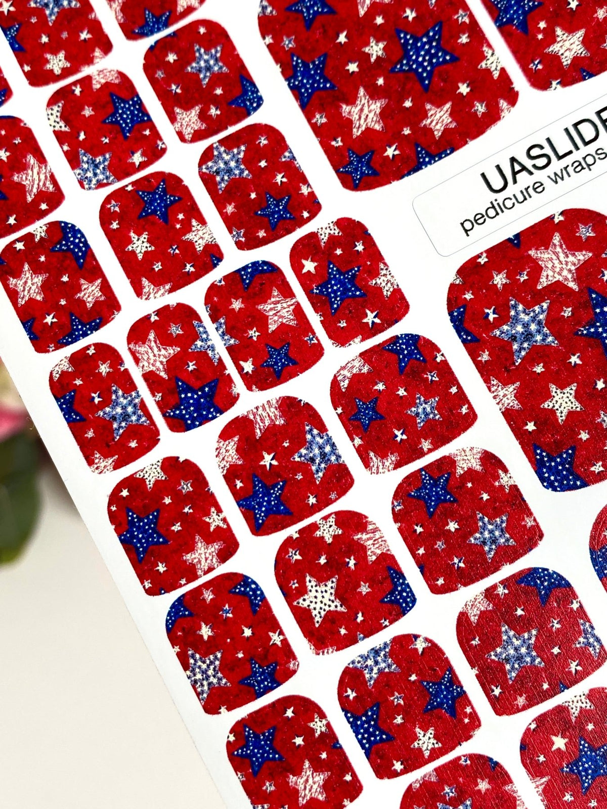 Red Star Pedicure Nail Wraps — Blue & White Stars | pw-318 - UASLIDER