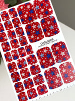 Red Star Pedicure Nail Wraps — Blue & White Stars | pw-318 - UASLIDER