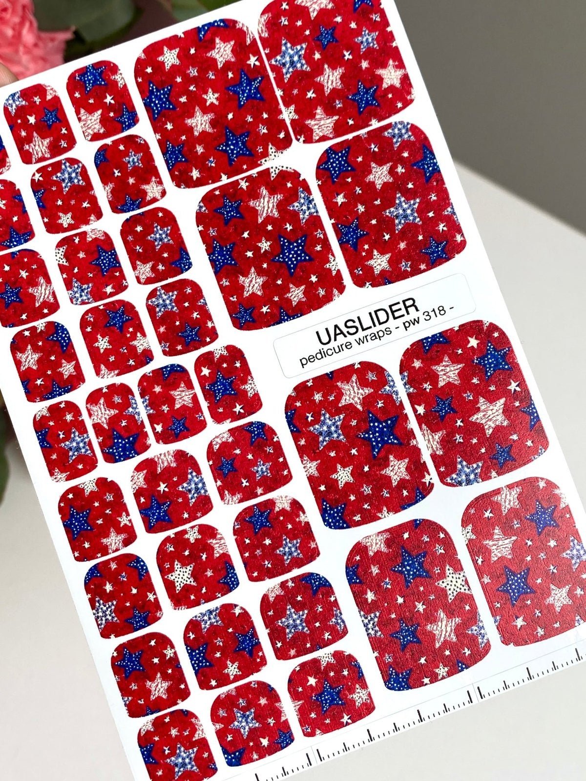 Red Star Pedicure Nail Wraps — Blue & White Stars | pw-318 - UASLIDER