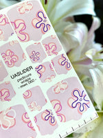 Retro Flower Pedicure Nail Wraps — Lilac & Purple Outline Floral | MWC-060 - UASLIDER