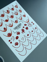 Rose & Heart Nail Decals — French Tips with Roses, Hearts | CF - 803 - UASLIDER