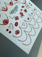 Rose & Heart Nail Decals — French Tips with Roses, Hearts | CF - 803 - UASLIDER