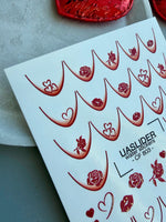Rose & Heart Nail Decals — French Tips with Roses, Hearts | CF - 803 - UASLIDER