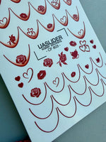 Rose & Heart Nail Decals — French Tips with Roses, Hearts | CF - 803 - UASLIDER