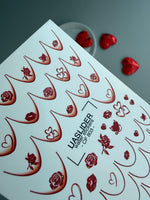 Rose & Heart Nail Decals — French Tips with Roses, Hearts | CF - 803 - UASLIDER