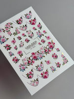 Rose Nail Decals — Pink Garden Roses with Gold Foil Leaves | CF - 825 - UASLIDER