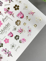 Sakura Nail Decals — Cherry Blossom, Butterflies & Gold Foil | CF - 104 - UASLIDER