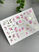 Sakura Nail Decals — Cherry Blossom, Butterflies & Gold Foil | CF - 104 - UASLIDER