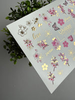 Sakura Nail Decals — Cherry Blossom, Butterflies & Gold Foil | CF - 104 - UASLIDER