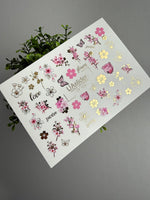 Sakura Nail Decals — Cherry Blossom, Butterflies & Gold Foil | CF - 104 - UASLIDER