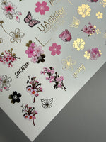 Sakura Nail Decals — Cherry Blossom, Butterflies & Gold Foil | CF - 104 - UASLIDER