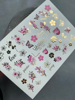 Sakura Nail Decals — Cherry Blossom, Butterflies & Gold Foil | CF - 104 - UASLIDER