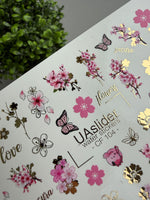 Sakura Nail Decals — Cherry Blossom, Butterflies & Gold Foil | CF - 104 - UASLIDER