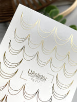Scallop Line Nail Decals — Gold Foil Arc Pattern | Fg - 217 - UASLIDER