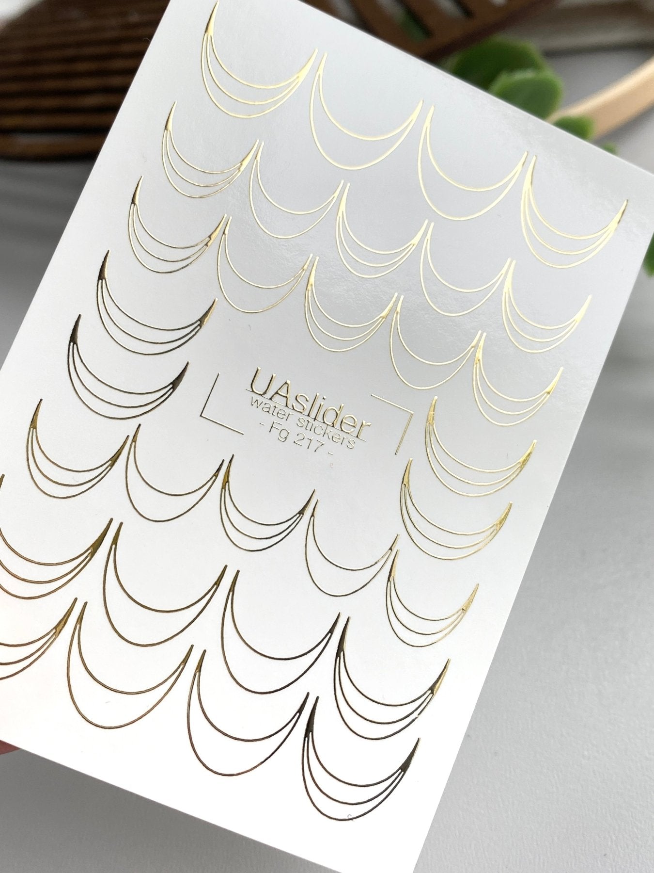 Scallop Line Nail Decals — Gold Foil Arc Pattern | Fg - 217 - UASLIDER