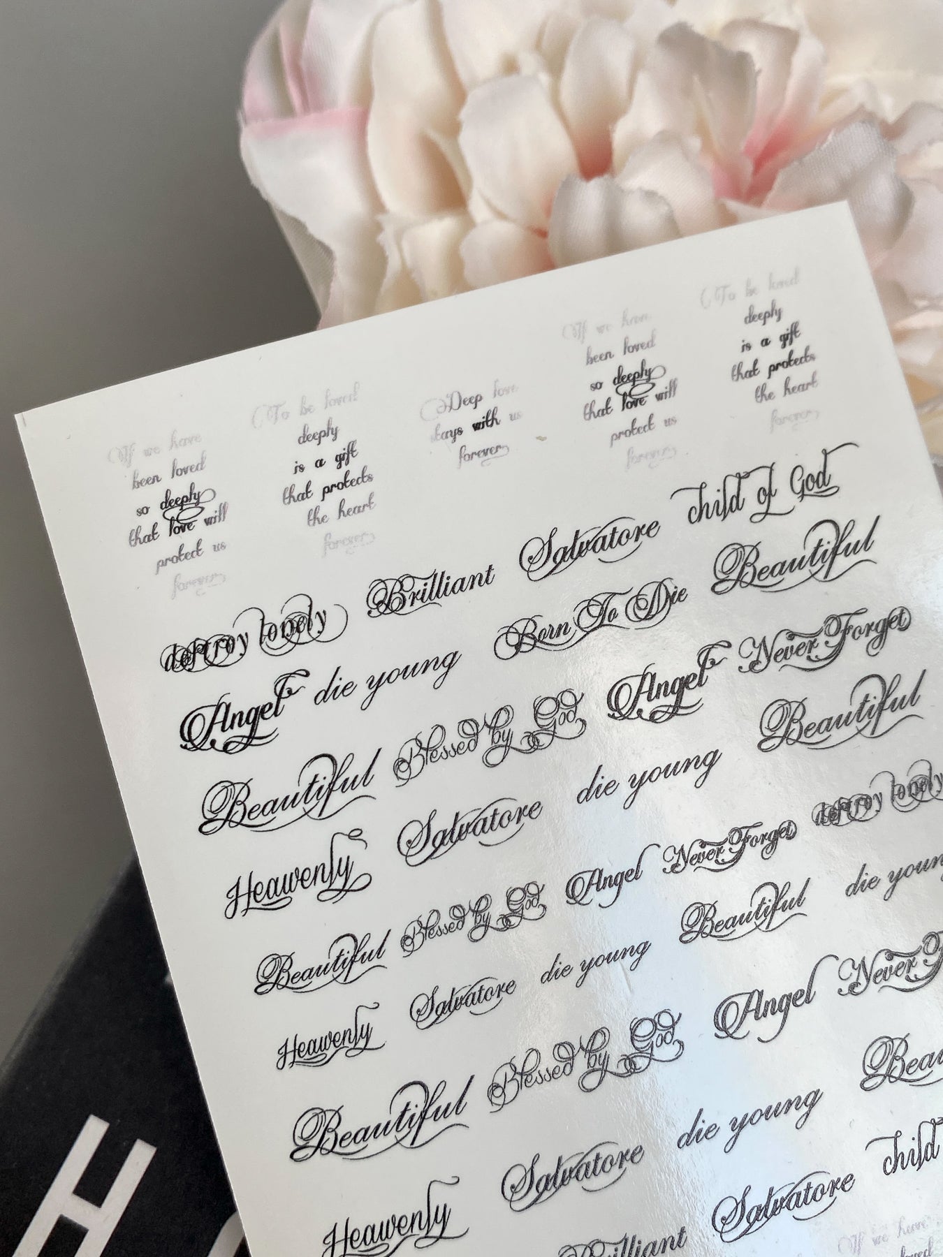 Script Quote Nail Decals — Cursive Words Angel Beautiful | 804 - UASLIDER