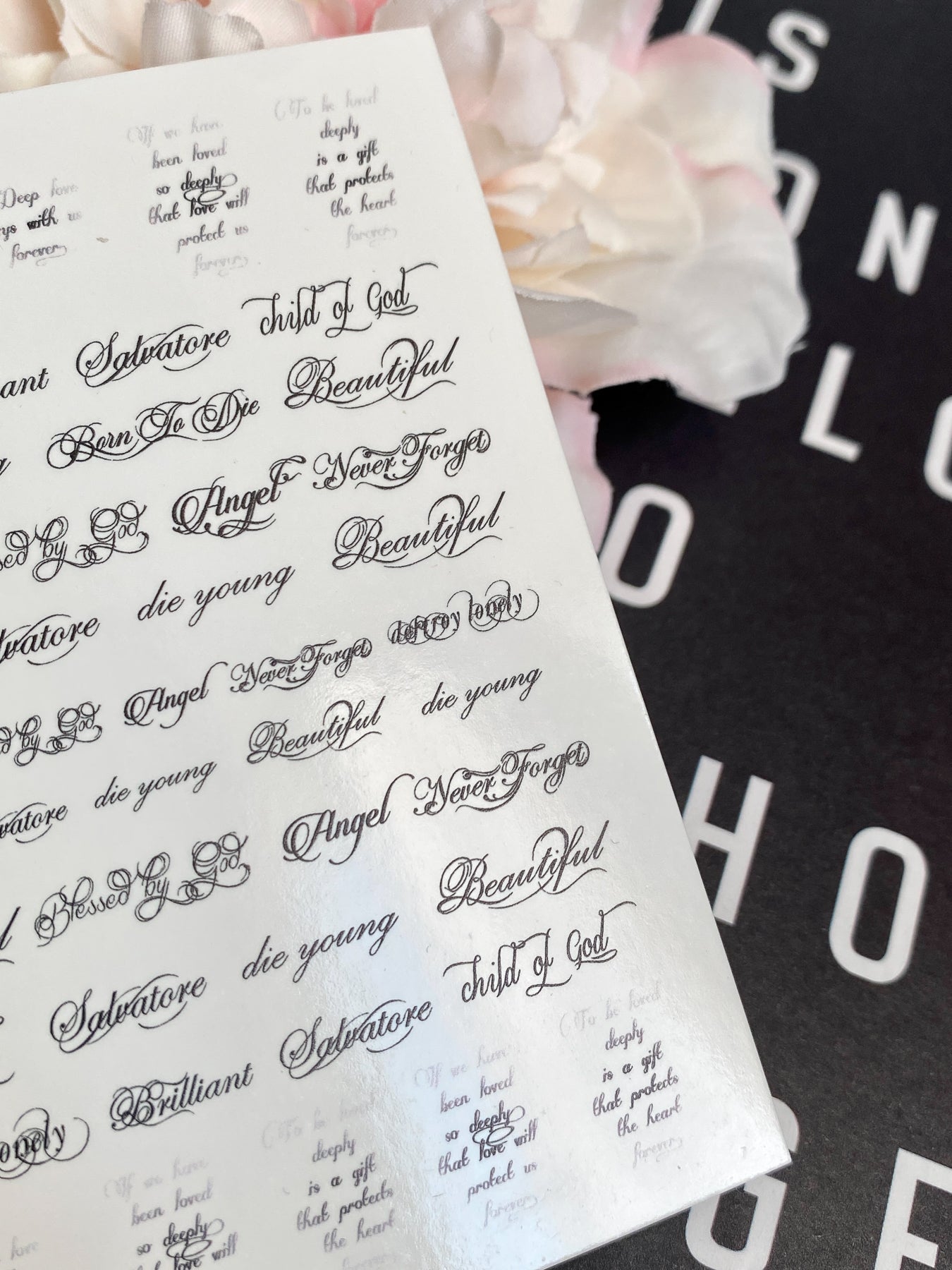 Script Quote Nail Decals — Cursive Words Angel Beautiful | 804 - UASLIDER