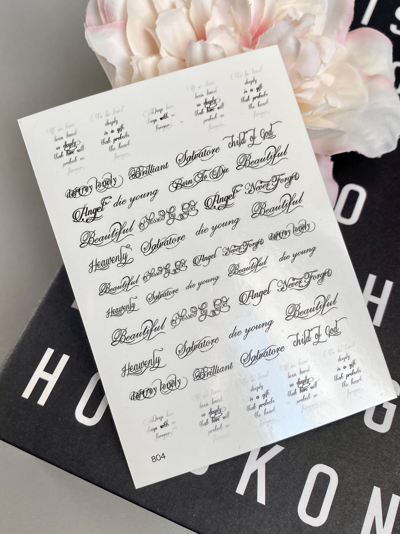 Script Quote Nail Decals — Cursive Words Angel Beautiful | 804 - UASLIDER