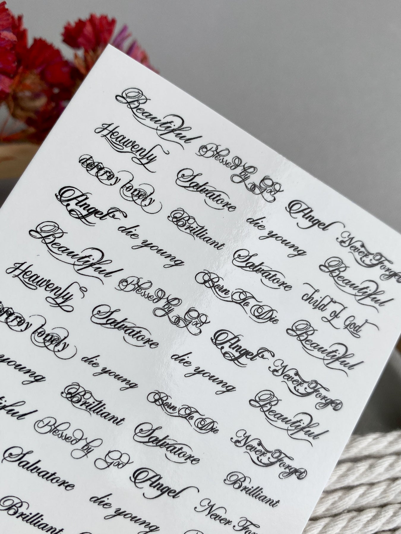 Script Word Nail Decals — Tattoo Lettering Angel Heavenly | 803 - UASLIDER