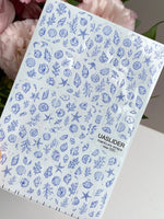 Seashell Manicure Nail Wraps — Blue Coastal Line Art | mw-020 - UASLIDER