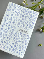 Seashell Pedicure Nail Wraps — Blue Line Art Shells & Starfish | PW-020 - UASLIDER