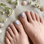 Seashell Pedicure Nail Wraps — Blue Line Art Shells & Starfish | PW-020 - UASLIDER