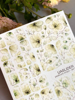 Sheer Watercolor Floral Pedicure Nail Wraps — Pale Green & Cream | PW-066 - UASLIDER