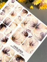 Sheer Watercolor Floral Pedicure Nail Wraps — Smoky Lavender & Beige | PW-053 - UASLIDER