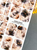 Sheer Watercolor Floral Pedicure Wraps — Charcoal & Warm Beige | PW-072 - UASLIDER