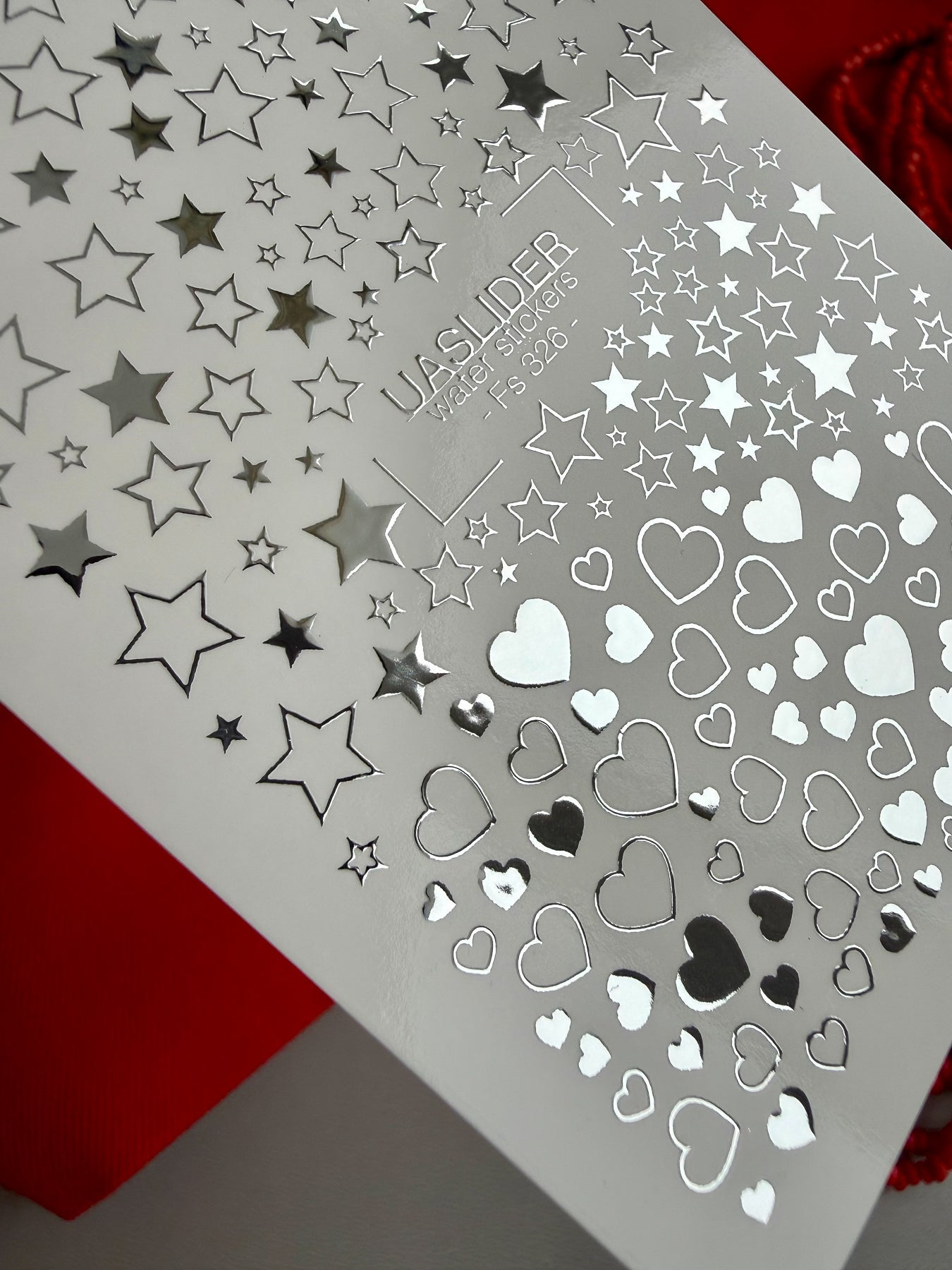 Silver Foil Nail Decals — Stars & Hearts Stickers | Fs-326 - UASLIDER