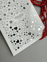 Silver Foil Nail Decals — Stars & Hearts Stickers | Fs-326 - UASLIDER