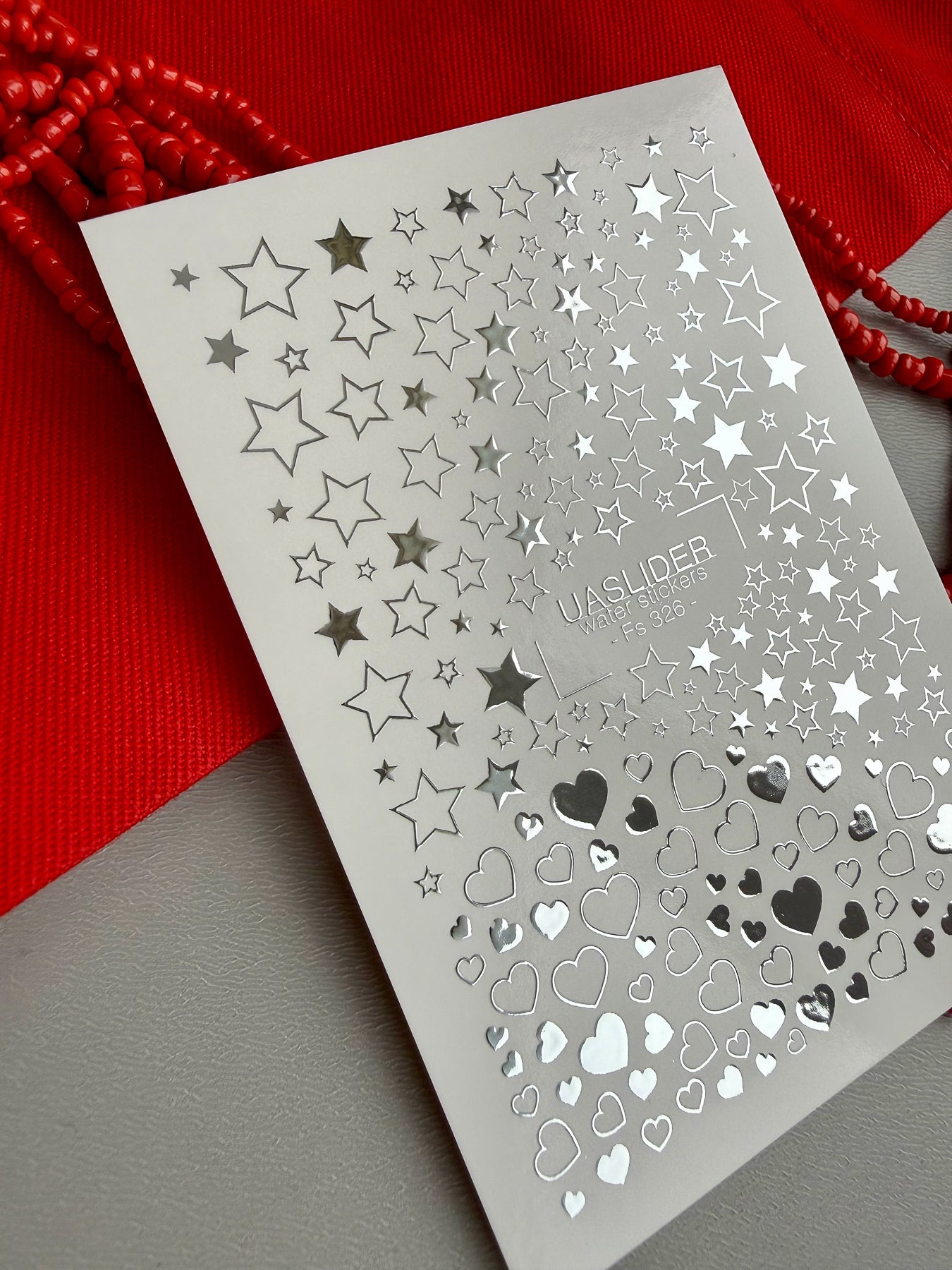 Silver Foil Nail Decals — Stars & Hearts Stickers | Fs-326 - UASLIDER