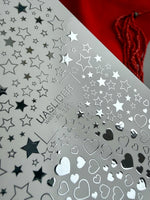 Silver Foil Nail Decals — Stars & Hearts Stickers | Fs-326 - UASLIDER