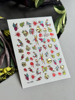 Skull Nail Decals — Tattoo Flash Birds, Roses & Blood Drips | MC-055 - UASLIDER