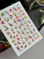 Skull Nail Decals — Tattoo Flash Birds, Roses & Blood Drips | MC-055 - UASLIDER