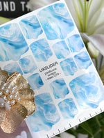 Sky Blue Marble Pedicure Nail Wraps — Soft Watercolor Swirl | MWC-079 - UASLIDER