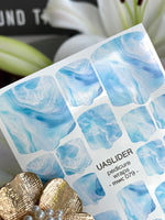 Sky Blue Marble Pedicure Nail Wraps — Soft Watercolor Swirl | MWC-079 - UASLIDER