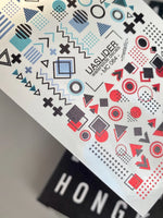 Geometric Nail Decals — Memphis Shapes in Teal & Red | MC-064