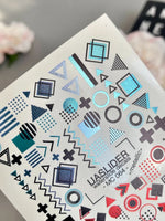 Geometric Nail Decals — Memphis Shapes in Teal & Red | MC-064