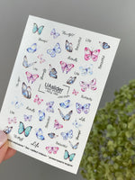 Butterfly Nail Decals — Pastel Butterflies with Gold Foil & Quotes | NCg-085
