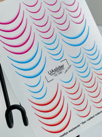 French Tip Nail Decals — Pink, Blue & Red Ombre Curved Tips | NC-090