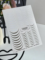 French Tip Nail Decals — White & Black Outline Curved Tips | NC-091
